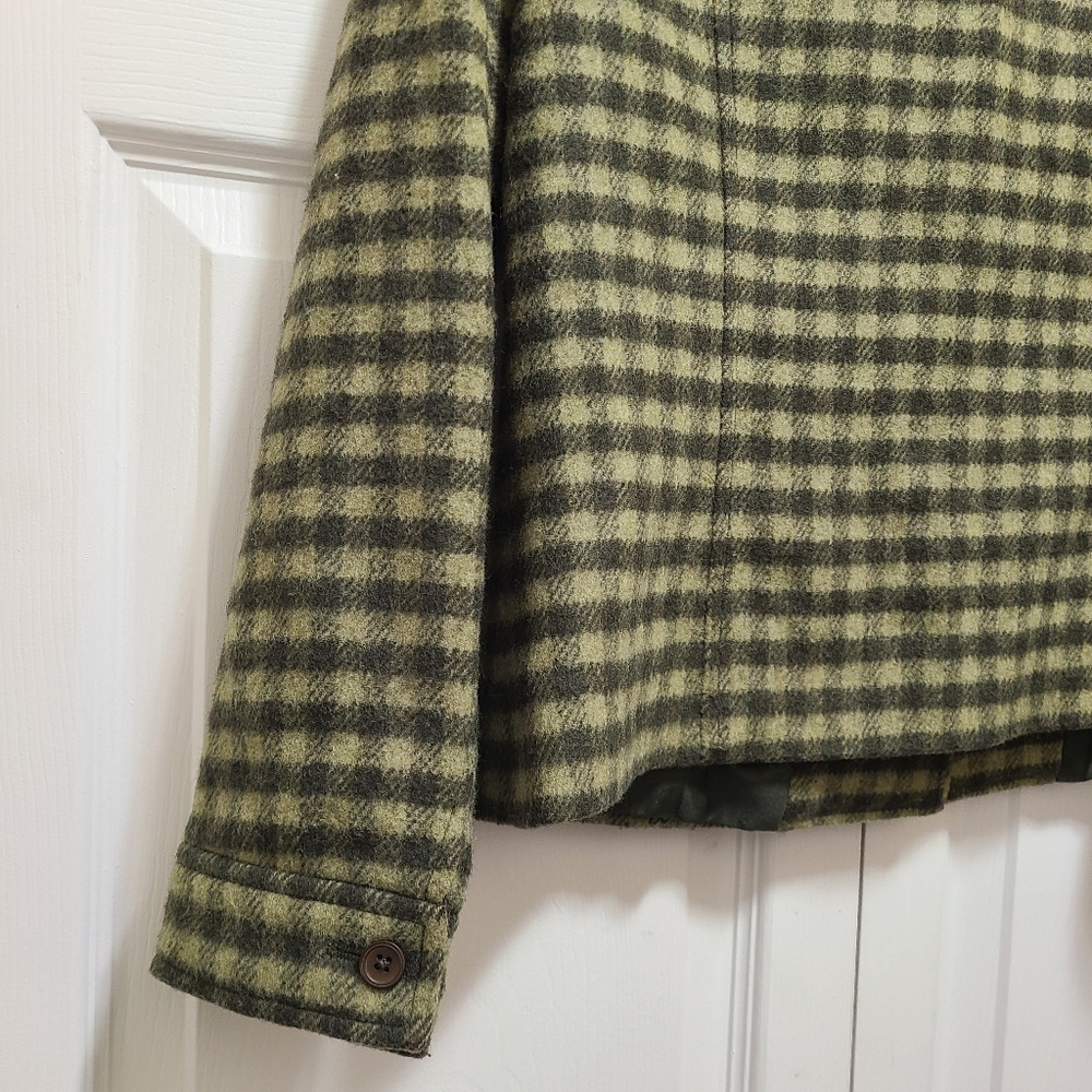 Talbots Flannel Wool blend Check Plaid Women's Jacket Blazer 8 shacket vtg - Picture 6 of 12